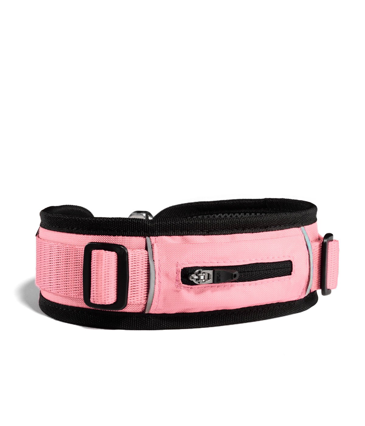 Vista posterior de un collar ancho para perros en color rosa