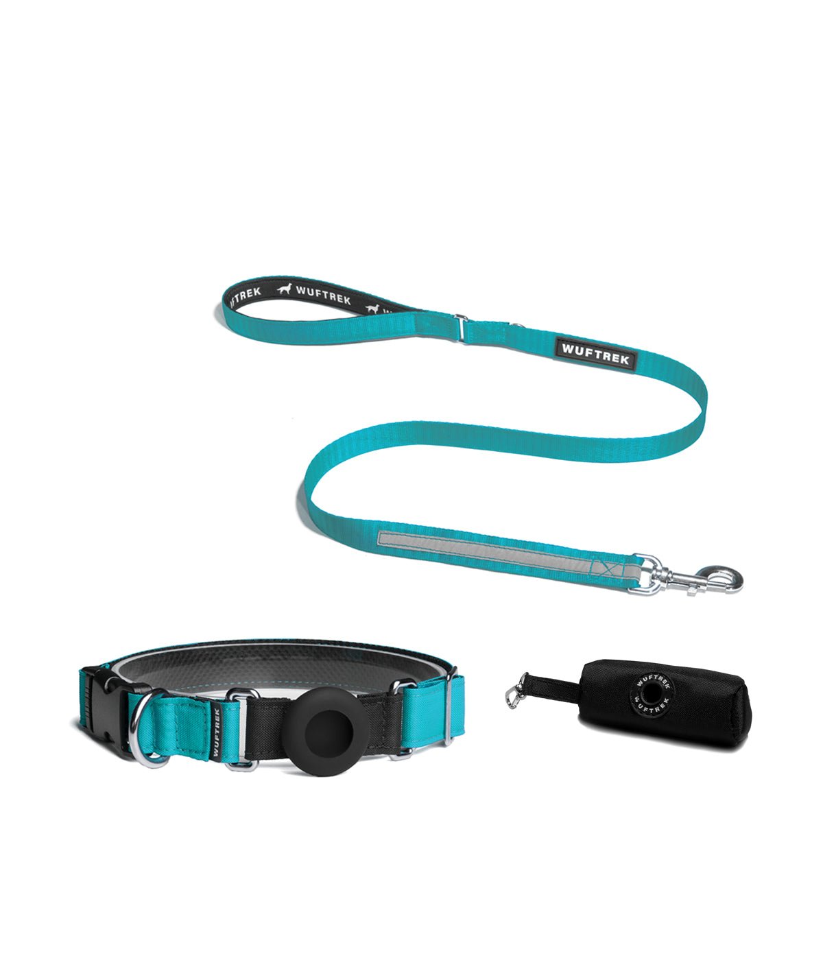 Turquoise TagTrek dog collar set