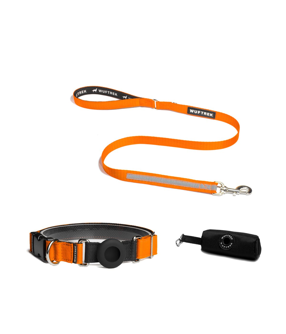Orange TagTrek dog collar set