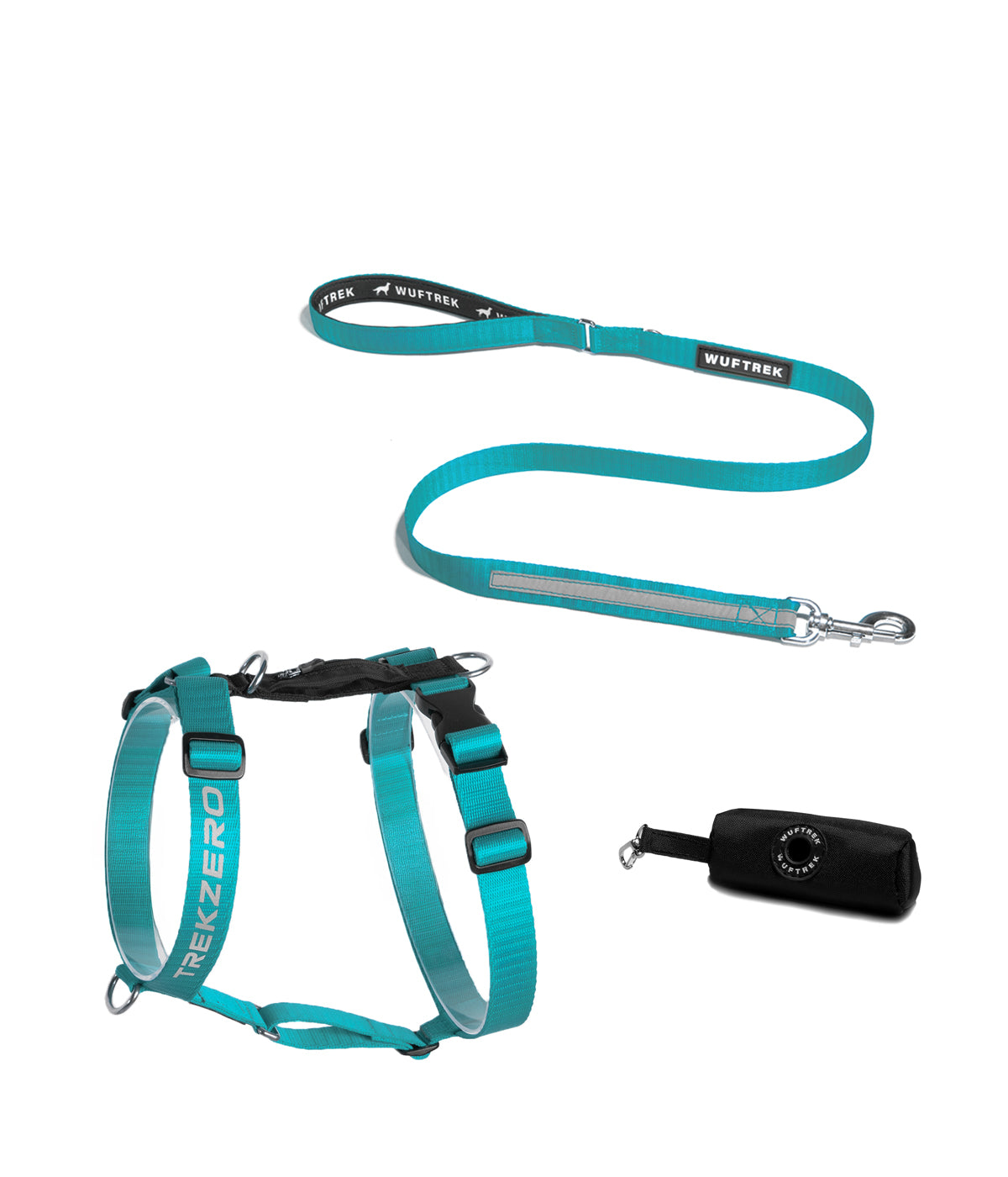 Blue H-shaped dog harness set