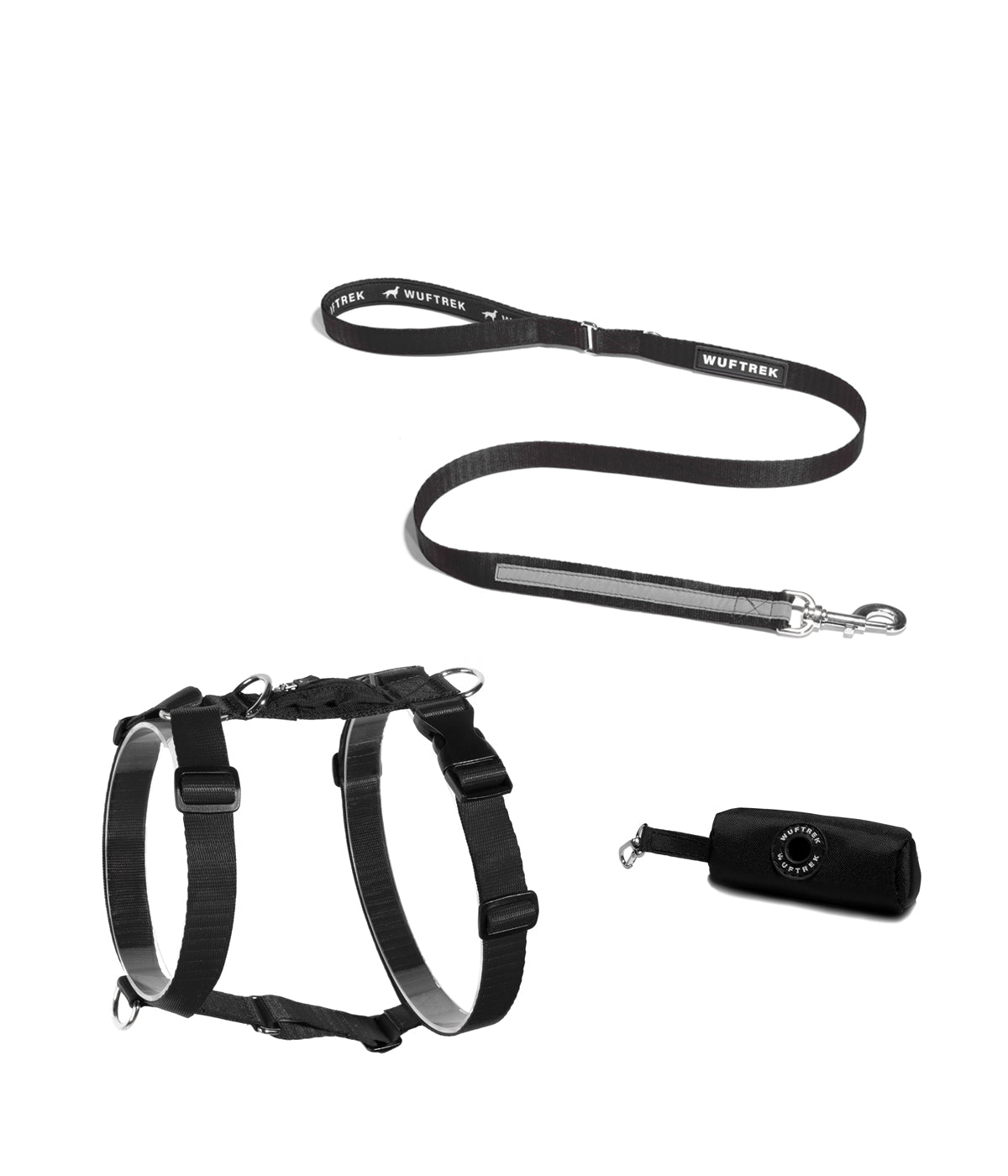 Combo de arnés en forma de H para perros color negro