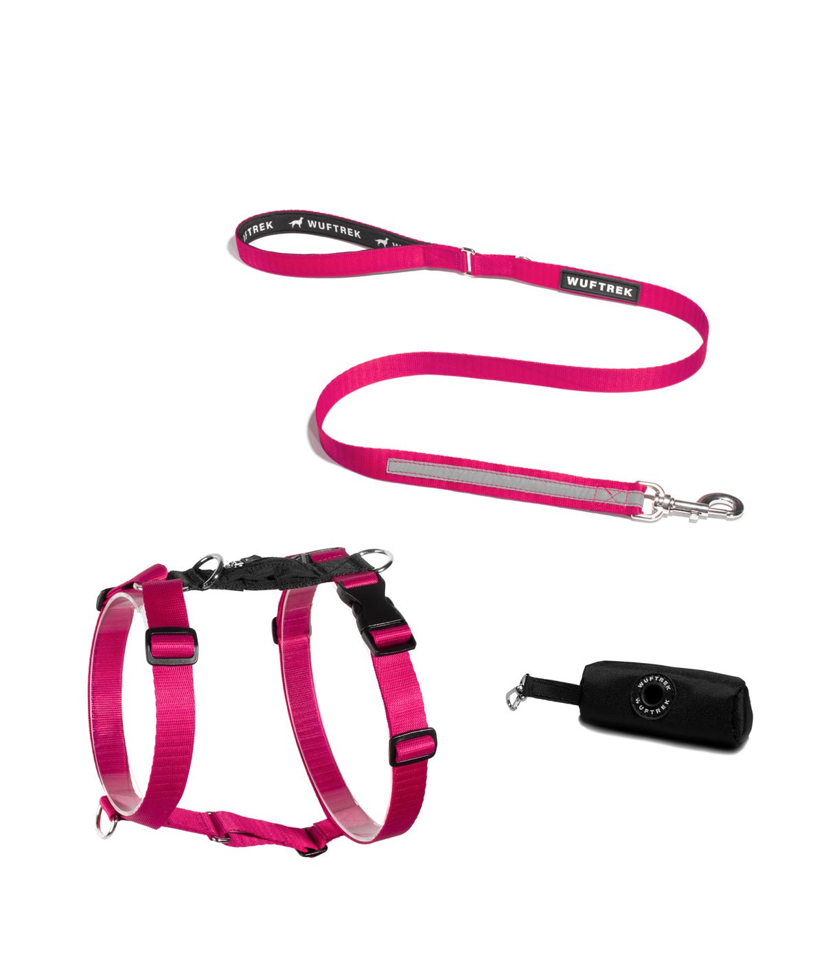 Combo de arnés en forma de H para perros color fucsia