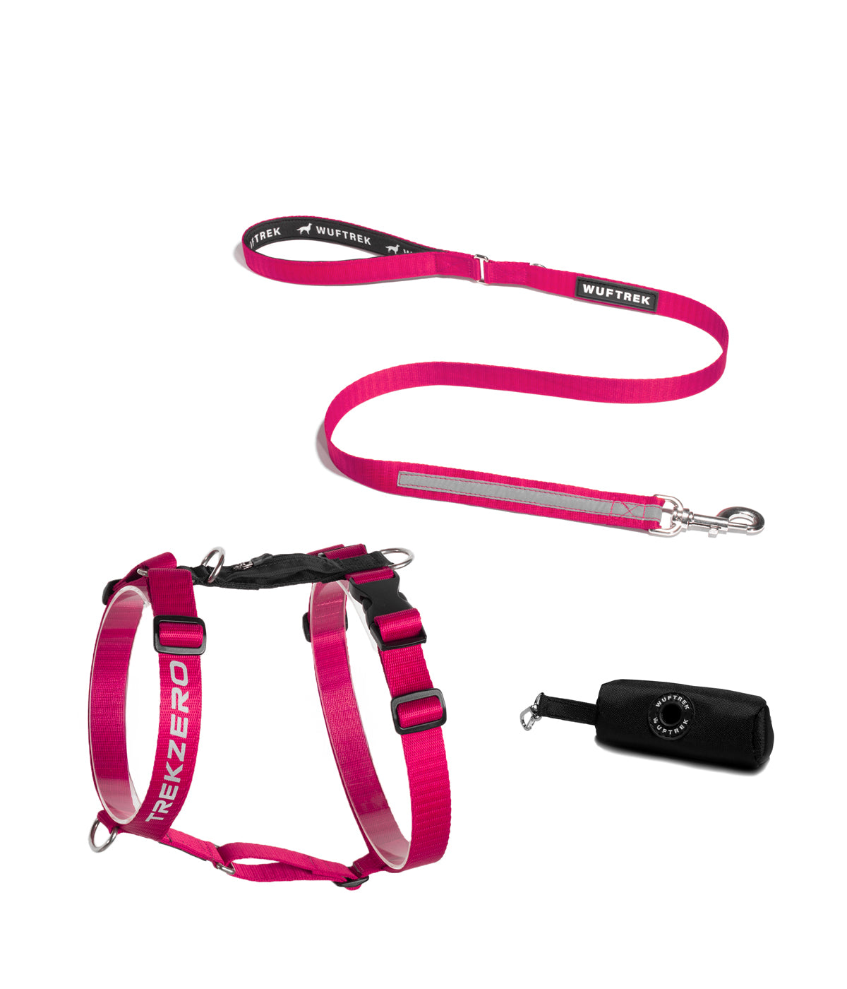 Combo de arnes en forma de H para perros color fucsia