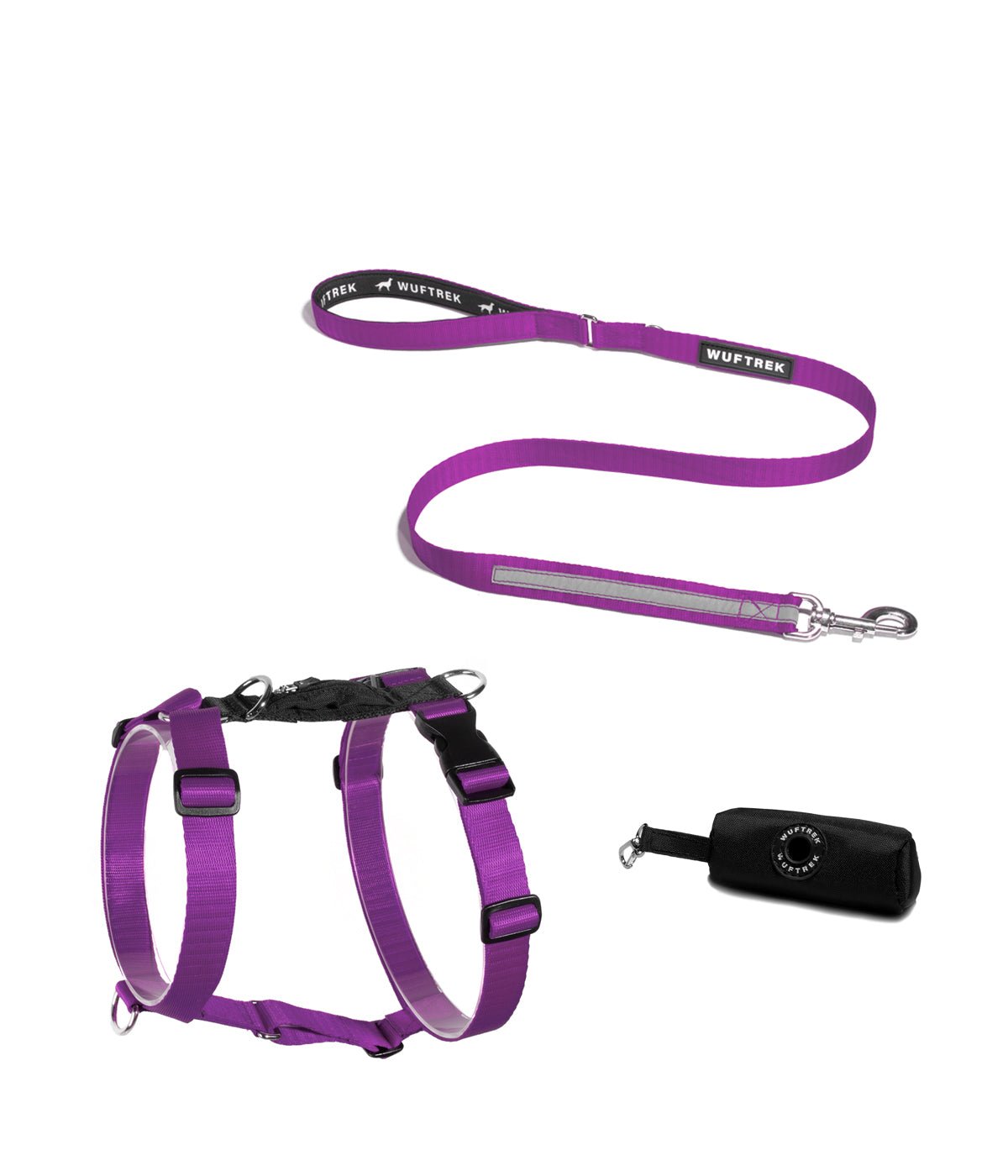 Combo de arnés en forma de H para perros color violeta