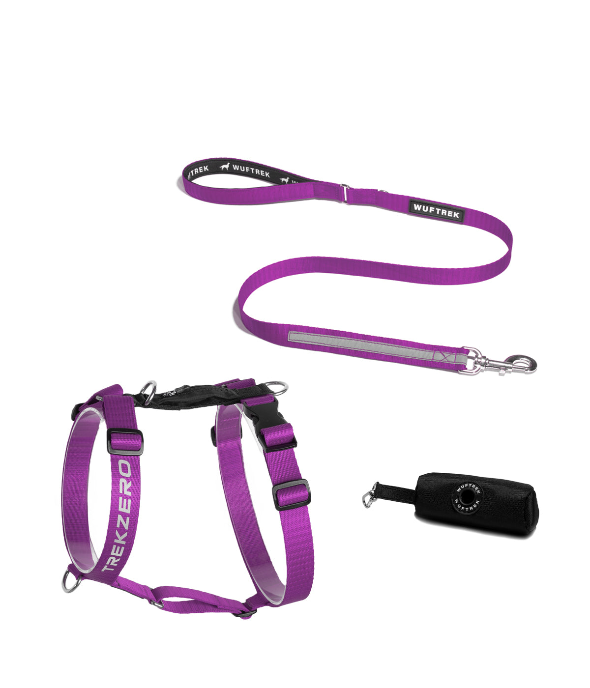 Combo de arnes en forma de H para perros color violeta