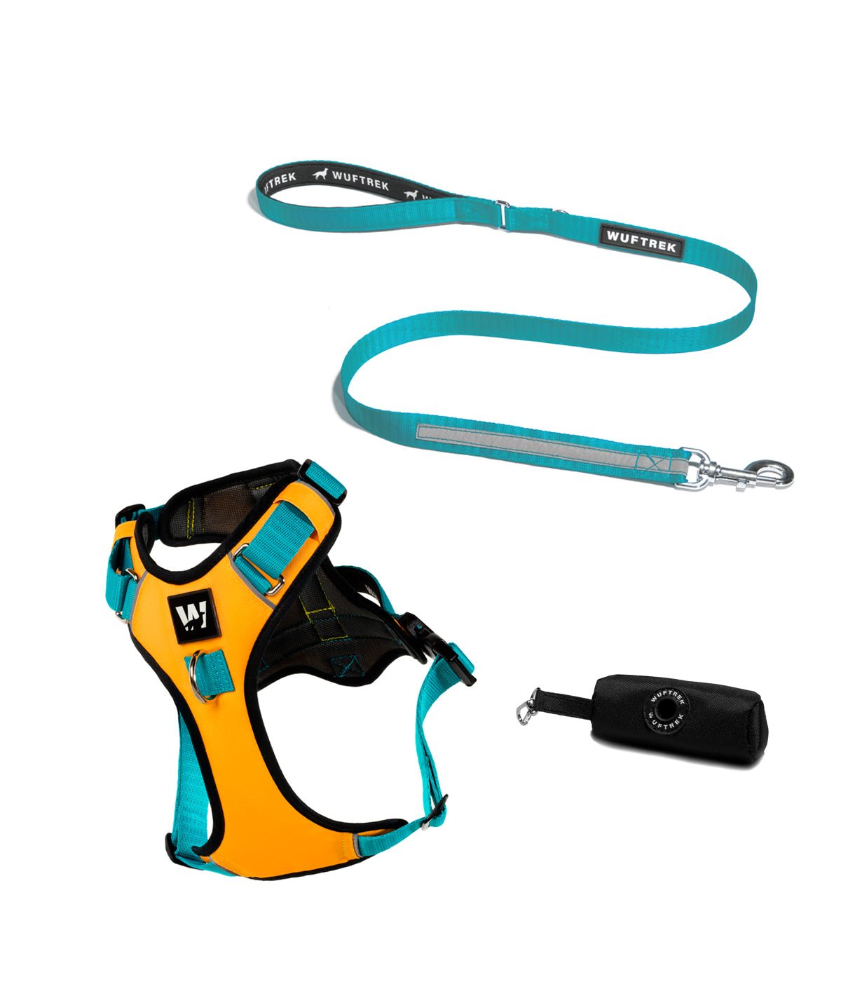 Combo de pechera para perros AirTrek con correa para perros TrekPro color amarillo y azul