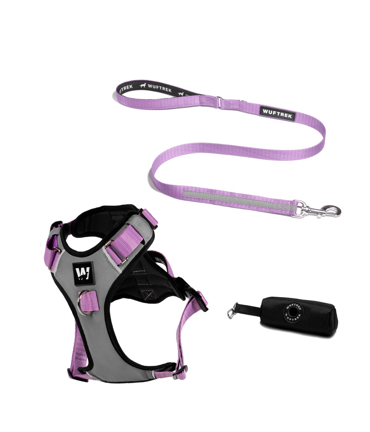 Combo de pechera para perros AirTrek con correa para perros TrekPro color gris y lila