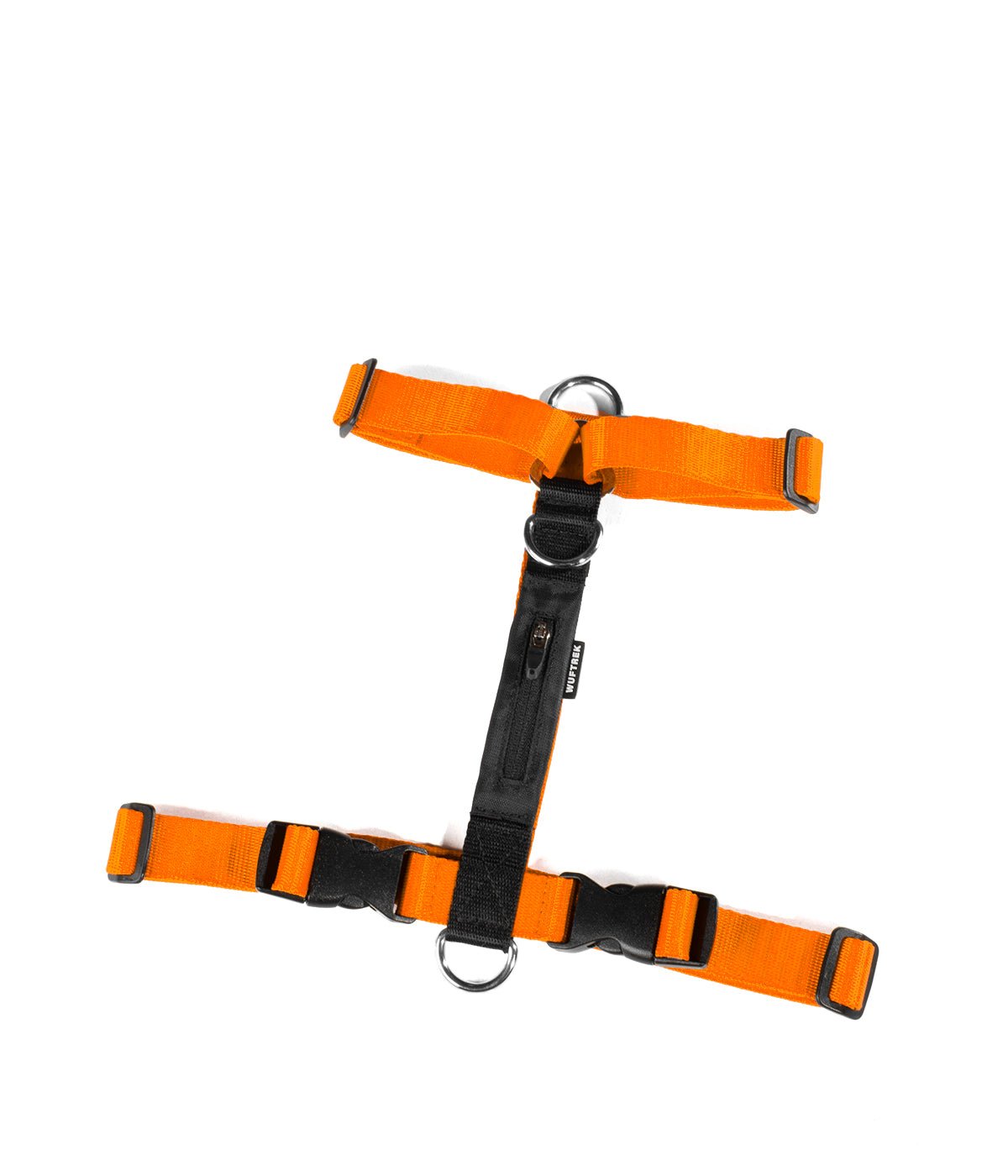 Top view of the TrekZero H-Series orange and black dog H-Harness
