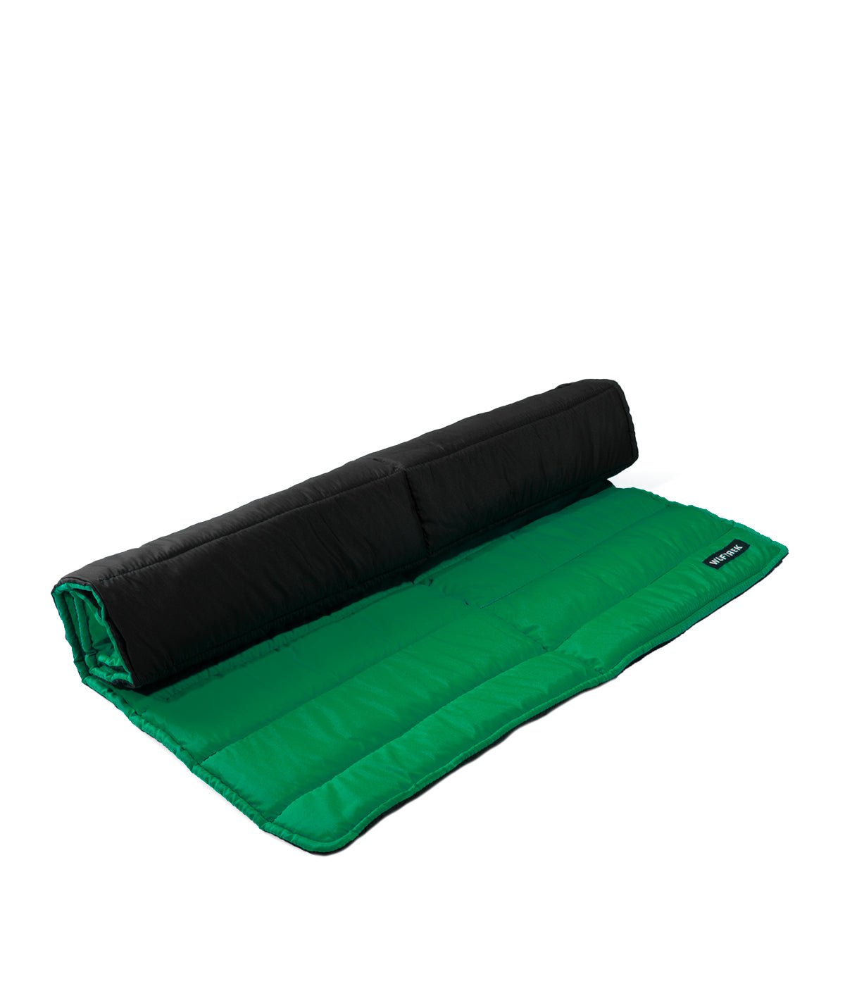 Cama para perros color verde bosque enrollada a la mitad
