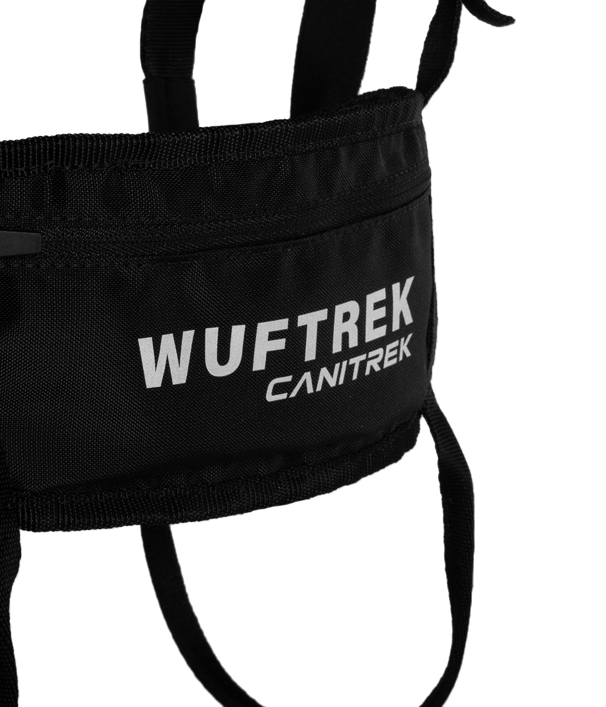 Rear pocket detail on a black canicross running belt