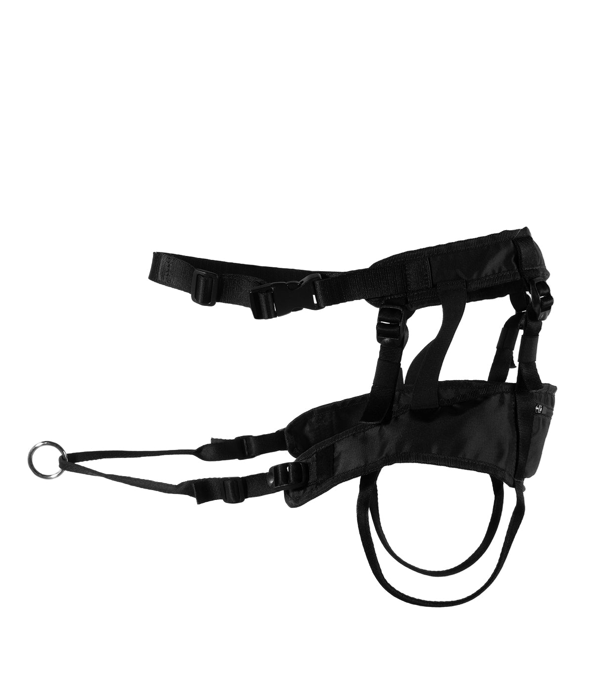 Side view of a black canicross running belt