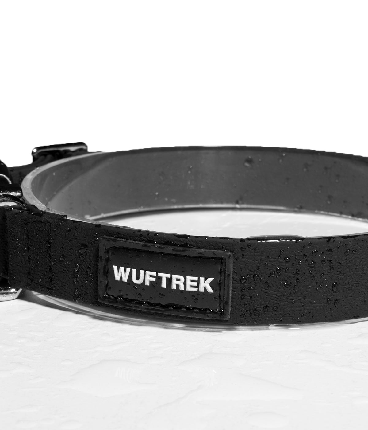 Black Biothane dog collar detail