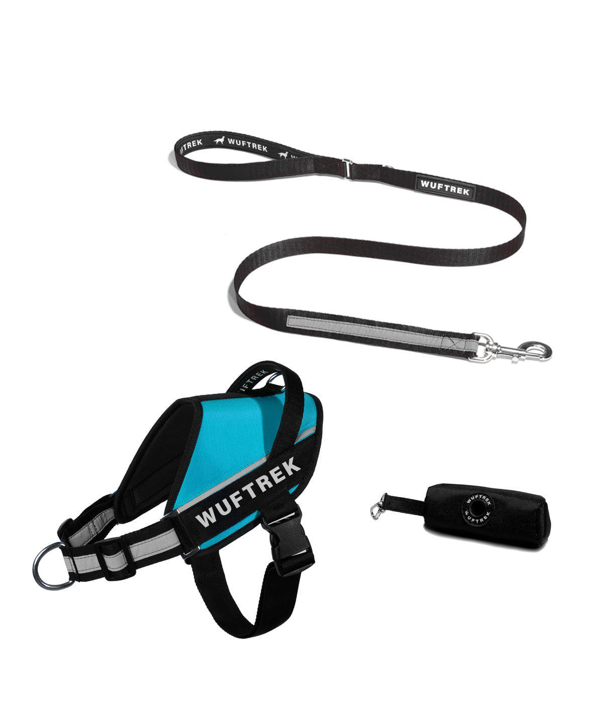 Combo de arnes para perros UrbanTrek con correa color azul