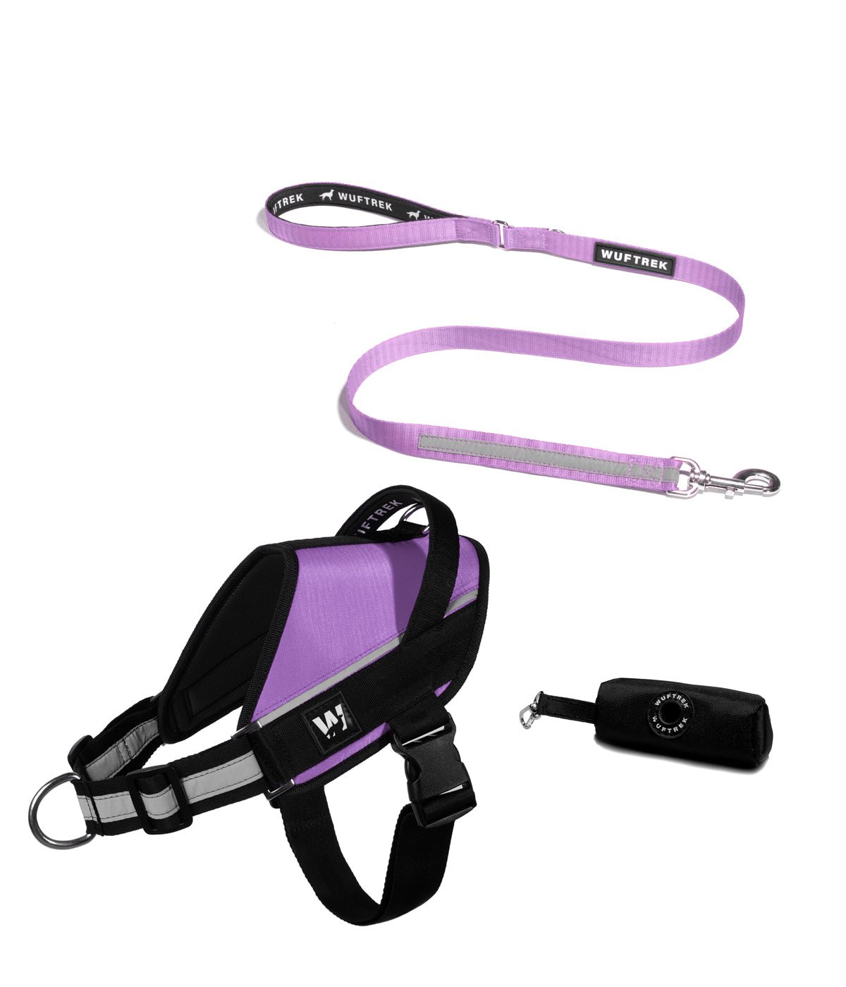 Combo del arnés para perros UrbanTrek y correa para perros TrekPro color lila