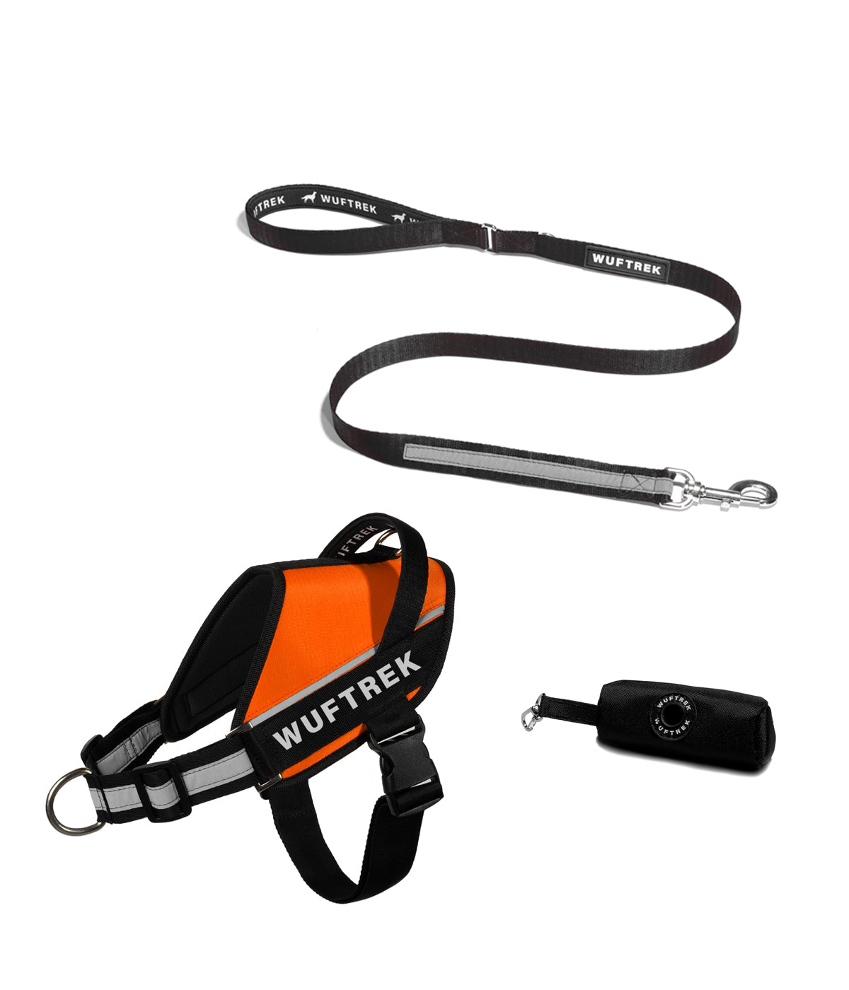 Combo de arnes para perros UrbanTrek con correa color naranja
