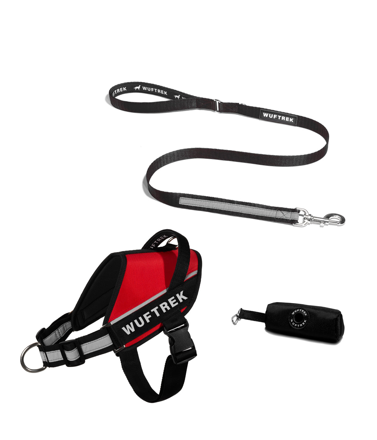Combo de arnes para perros UrbanTrek con correa anti shock color rojo