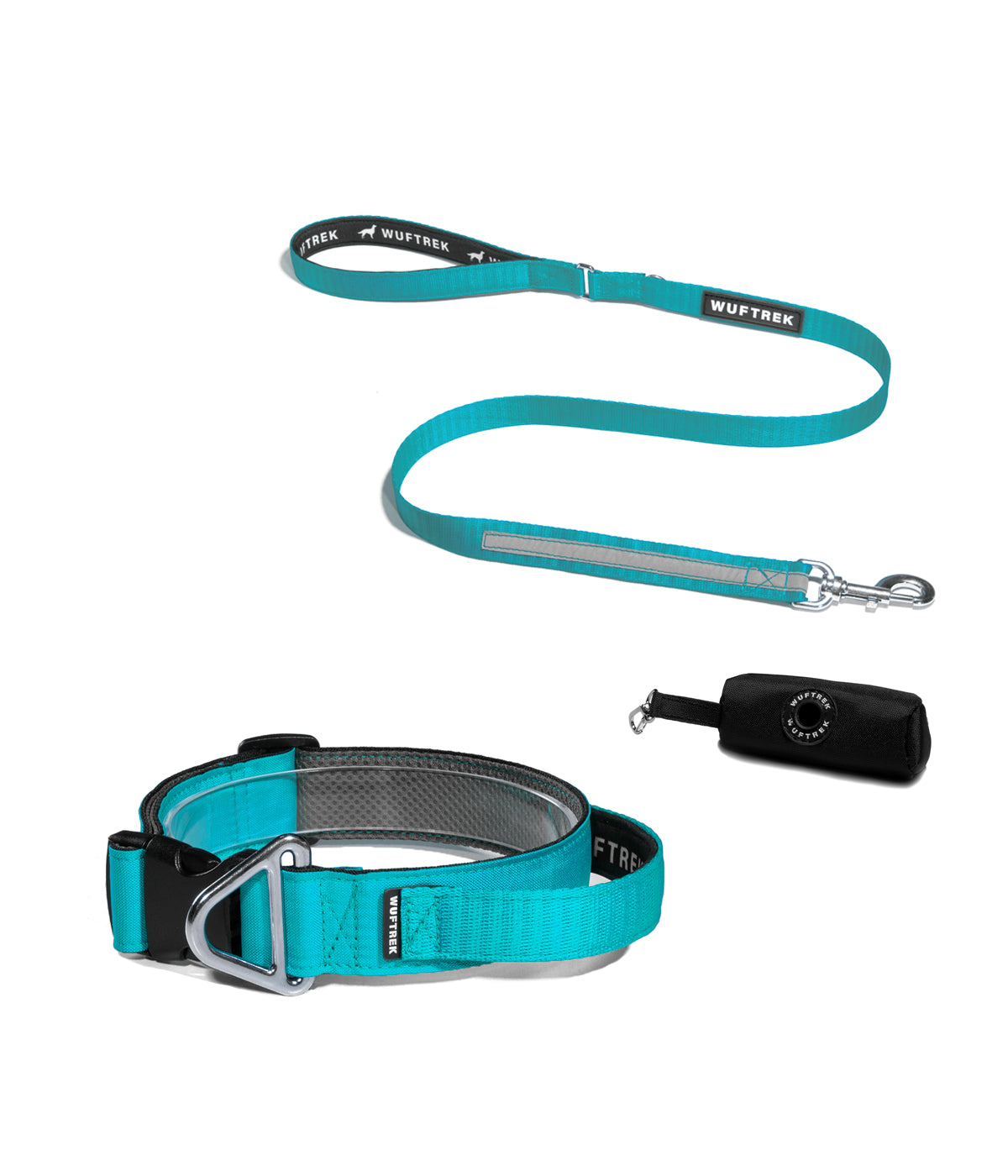 Combo de collar para perro grande con manija color azul