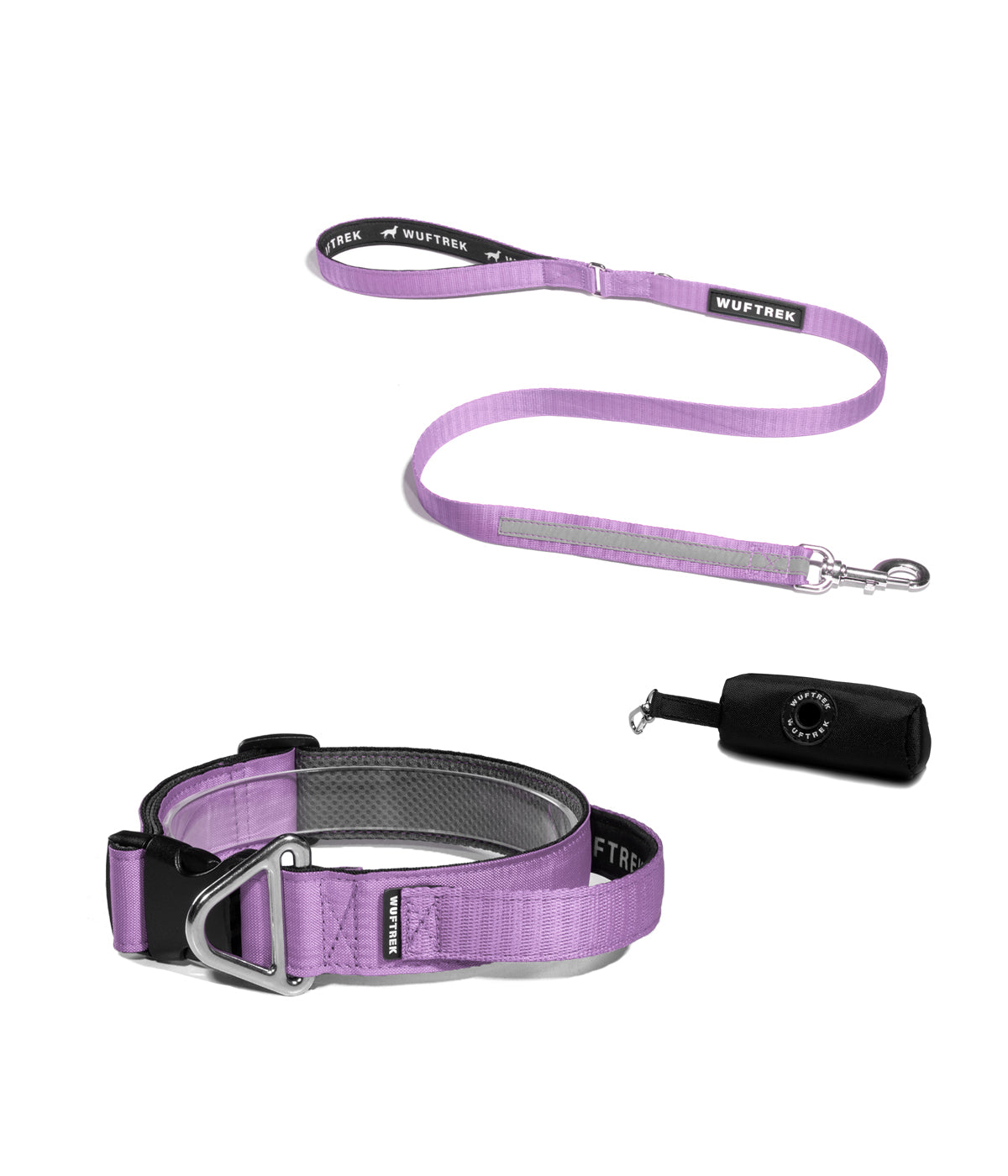 Combo de collar para perro grande con manija color lila