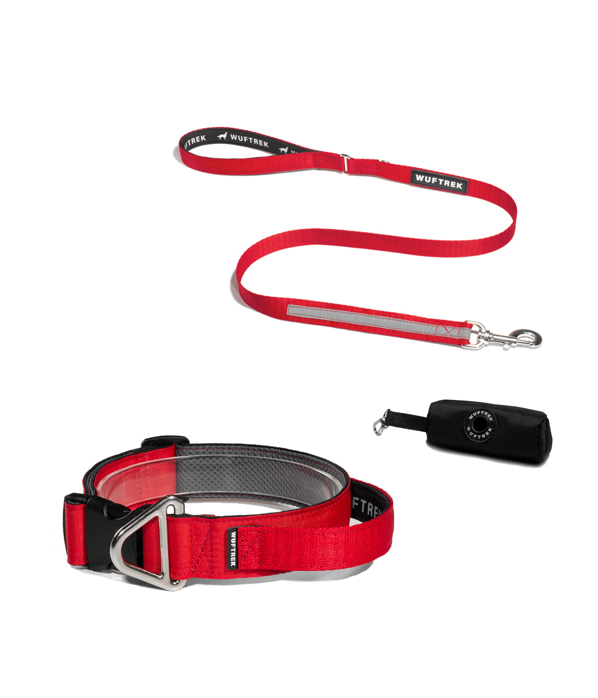Combo de collar para perro grande con manija color rojo