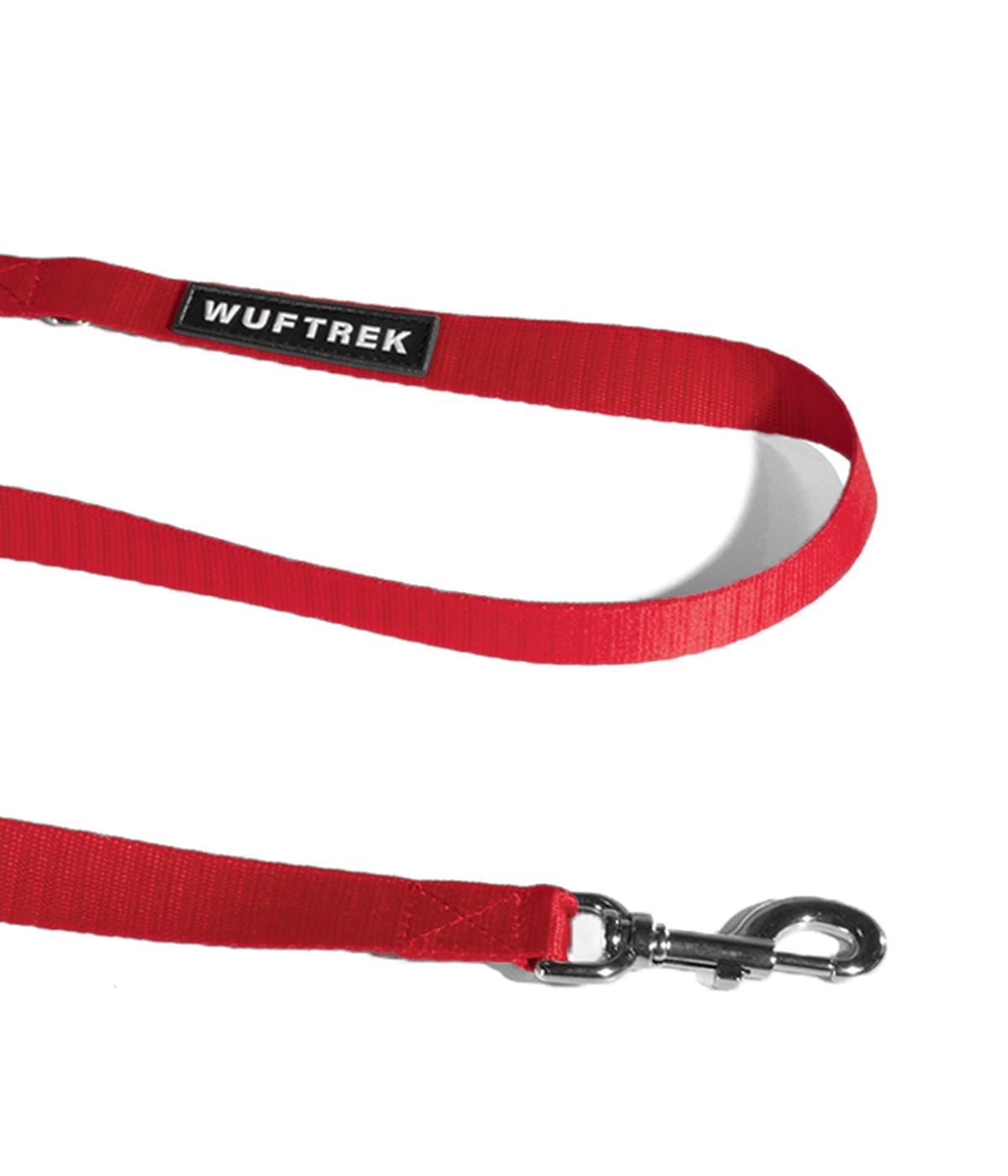 Hardware detail on the red GoTrek dog leash