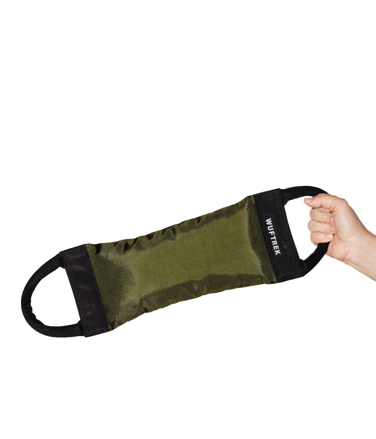 Juguete de entrenamiento para perros TrekMaster verde militar y negro con dos manijas de nylon - WUFTREK