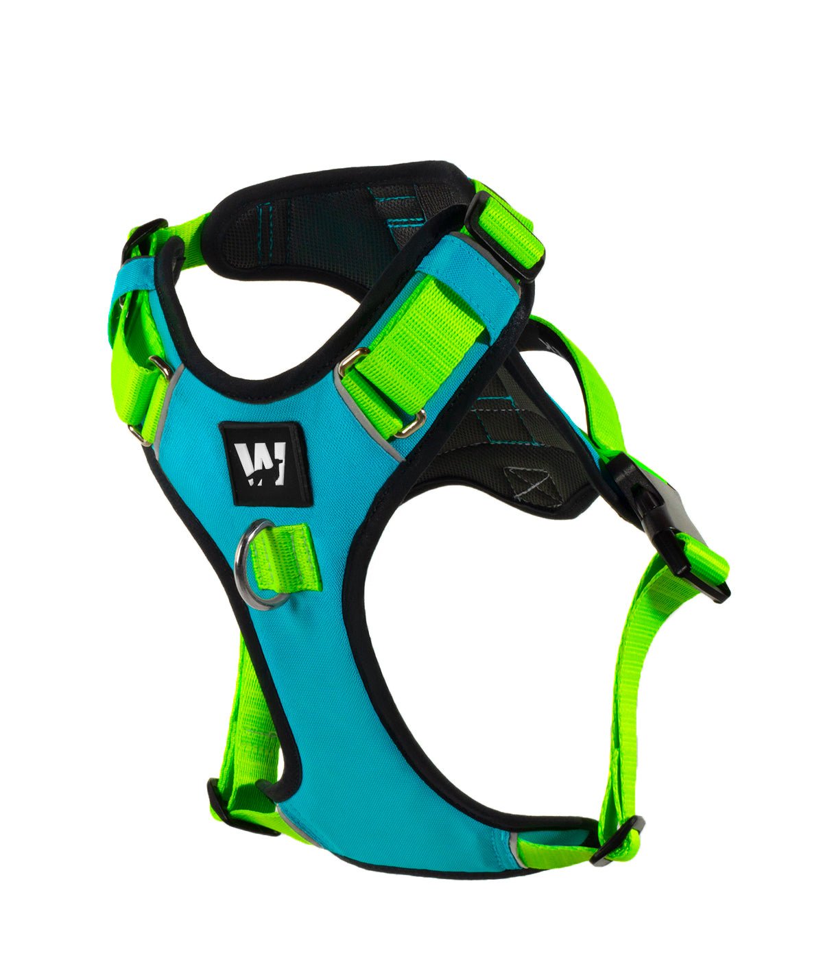 Blue and green AirTrek dog harness
