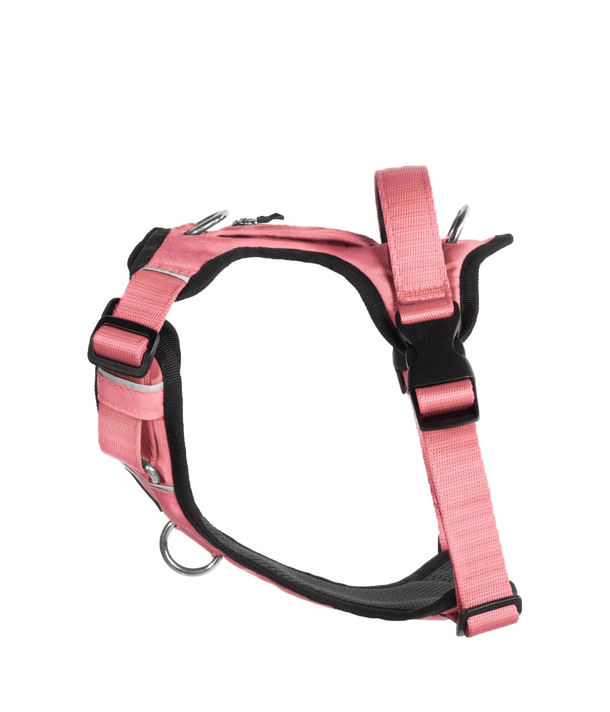 Vista de lado de una pechera para perro referencia AirTrek en color rosado