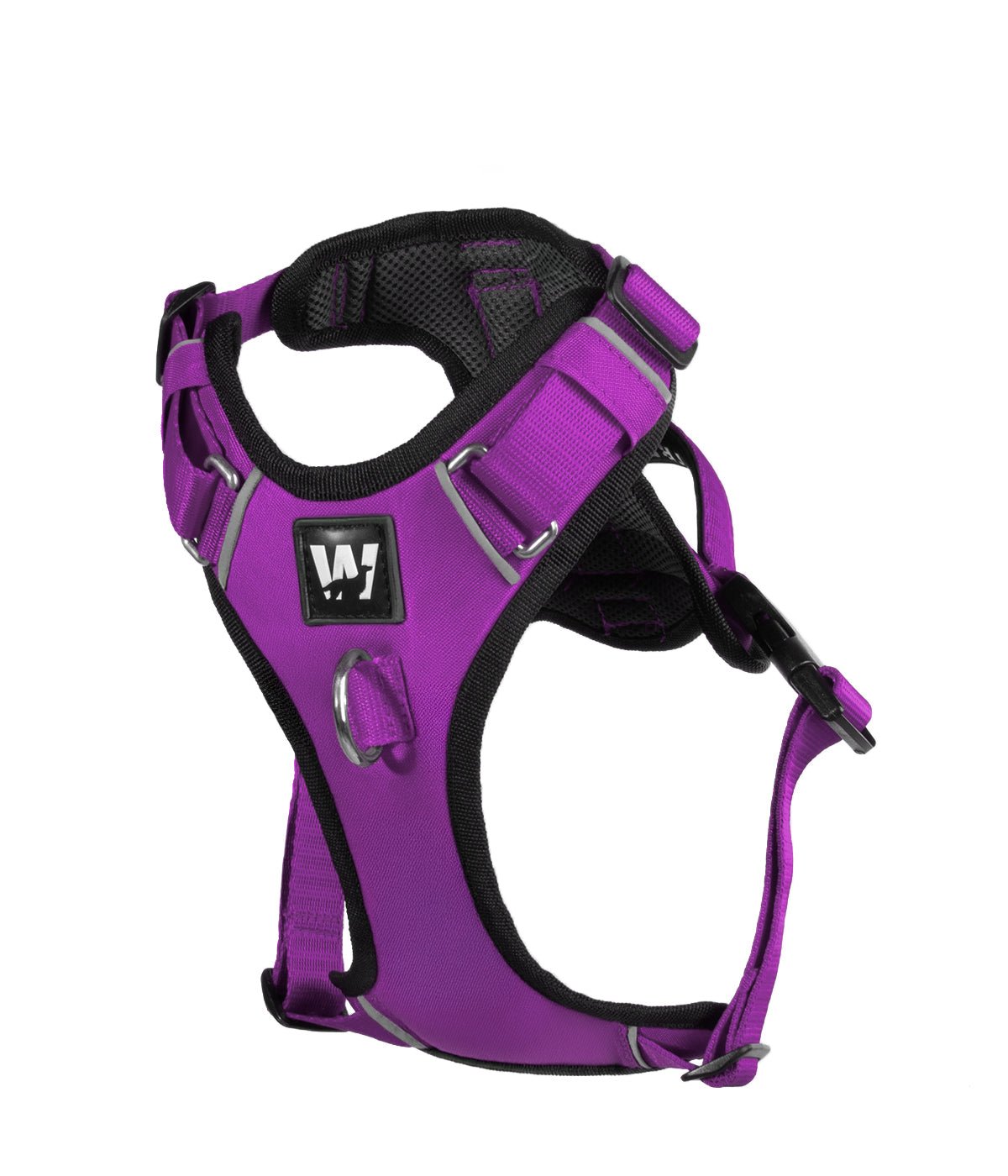 Vista de frente de una pechera para perros AirTrek de la marca WUFTREK en color violeta