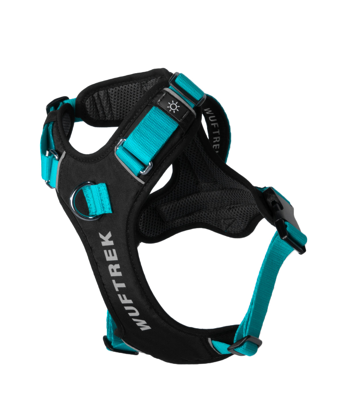 Front view of the Aqua turquoise AirTrek Pro dog harness