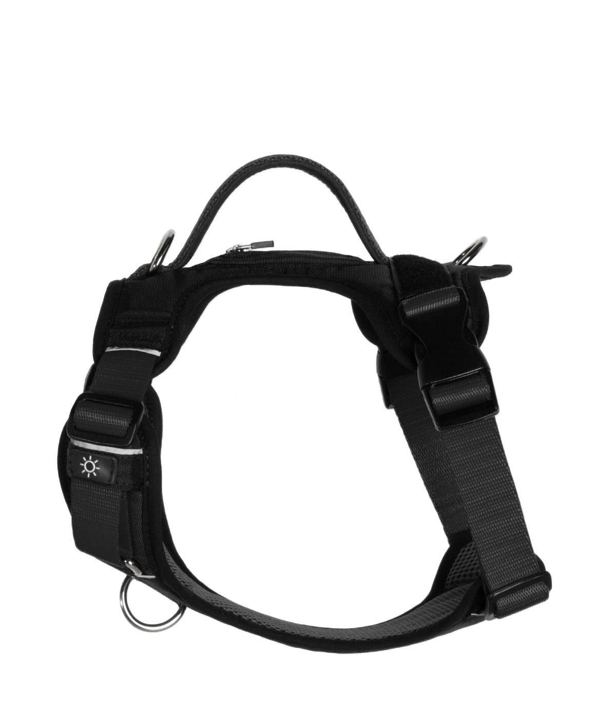 Side detail of the black AirTrek Pro dog harness