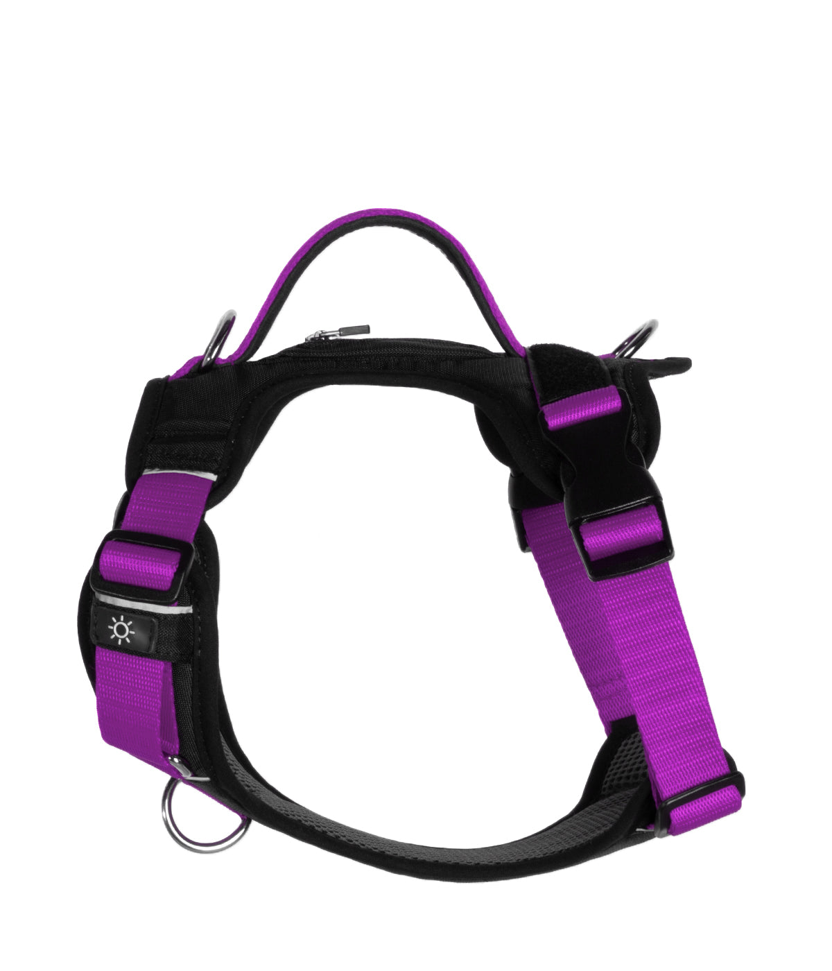 Side detail of the violet AirTrek Pro dog harness