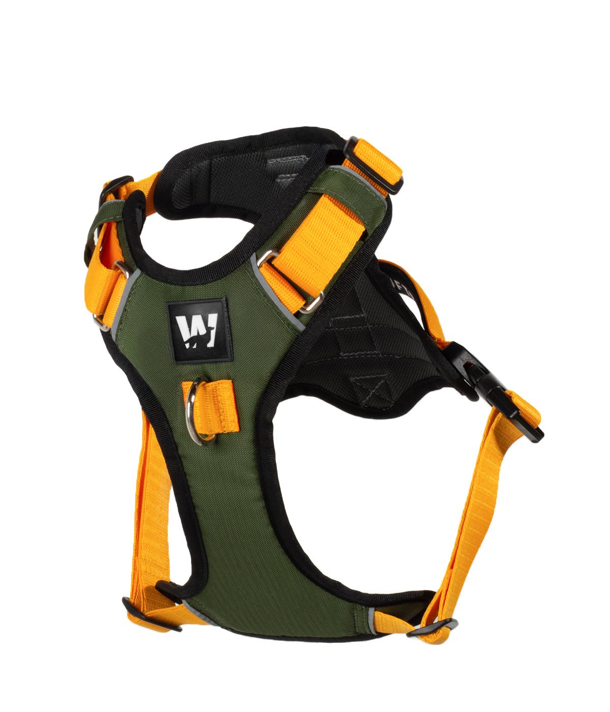 Pechera para perros AirTrek color verde militar y amarillo