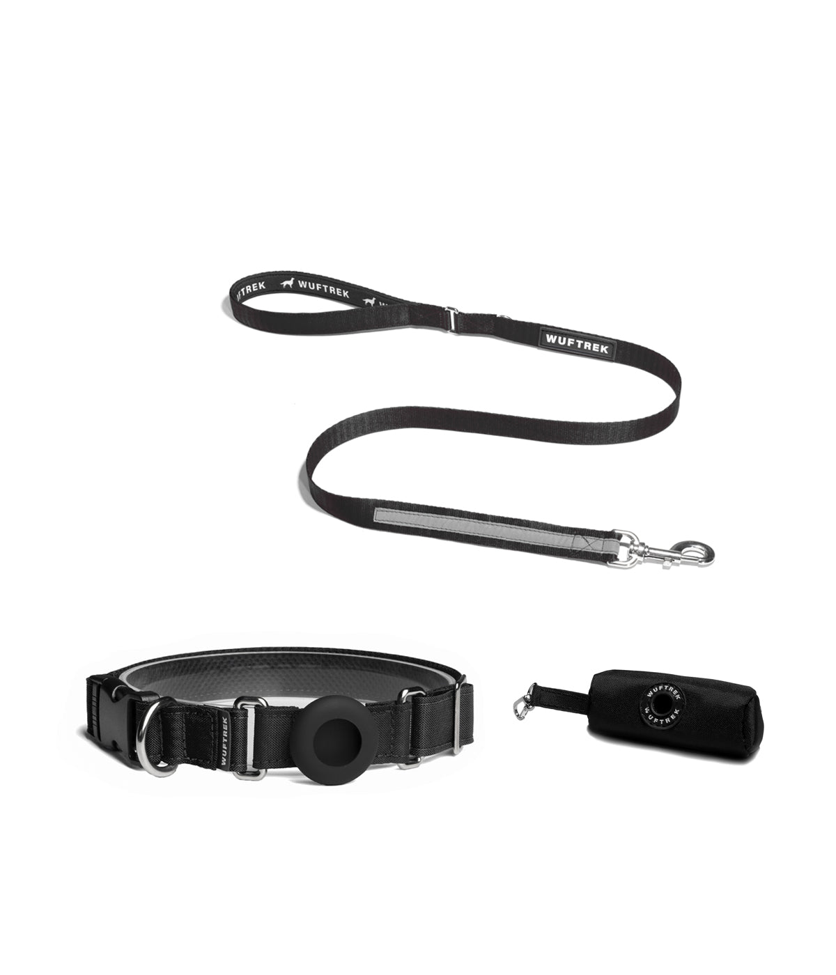 Black TagTrek dog collar set