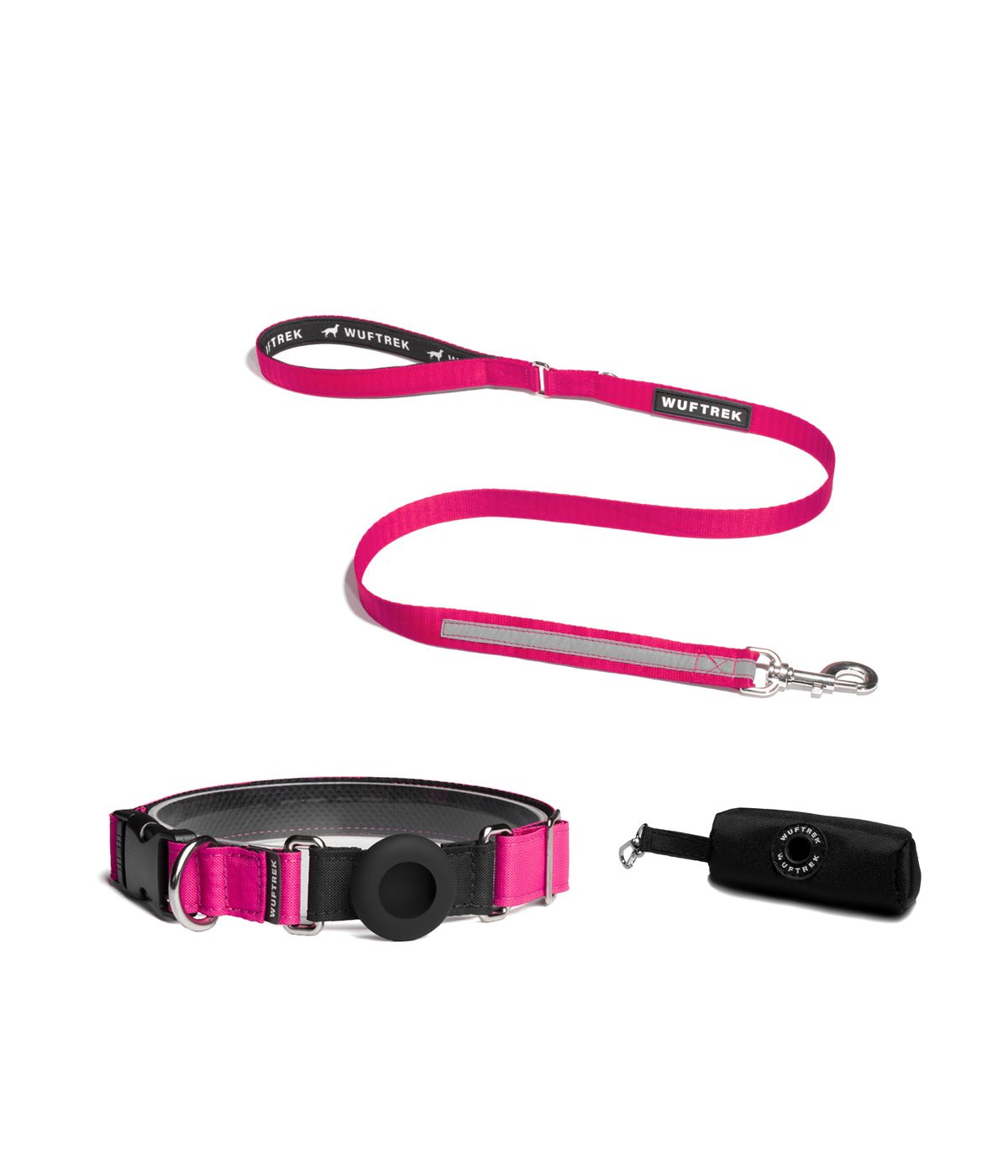 Fuchsia TagTrek dog collar set