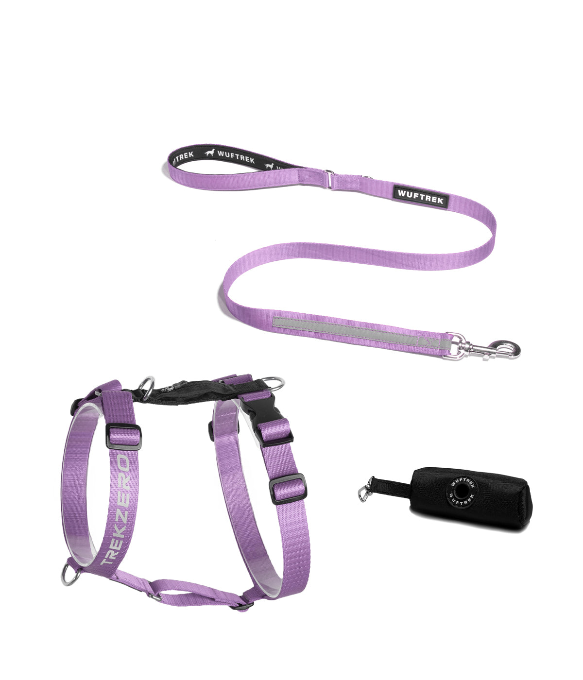 Lilac H-shaped dog harness set