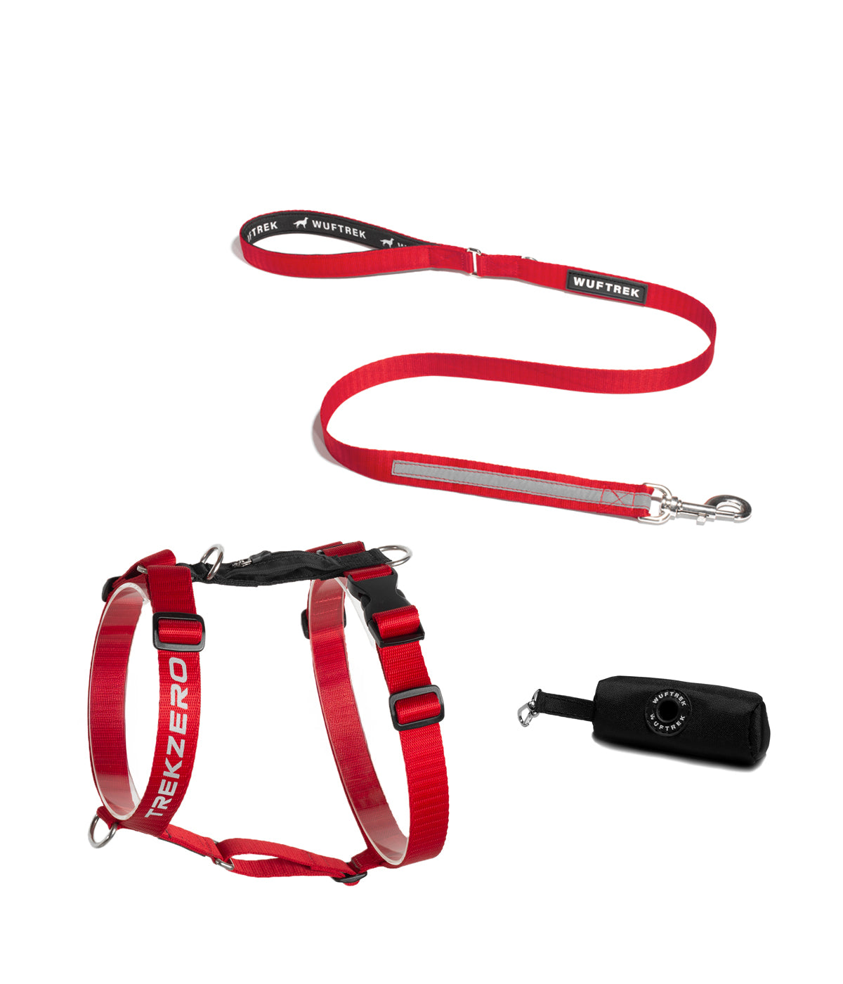 Red H-shaped dog harness set
