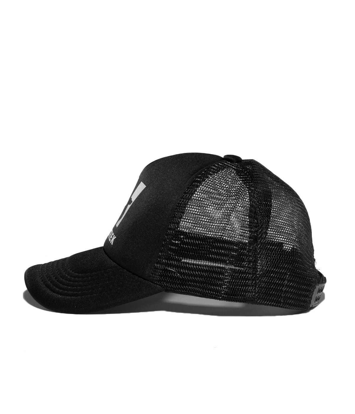 Side view of the black unisex cap
