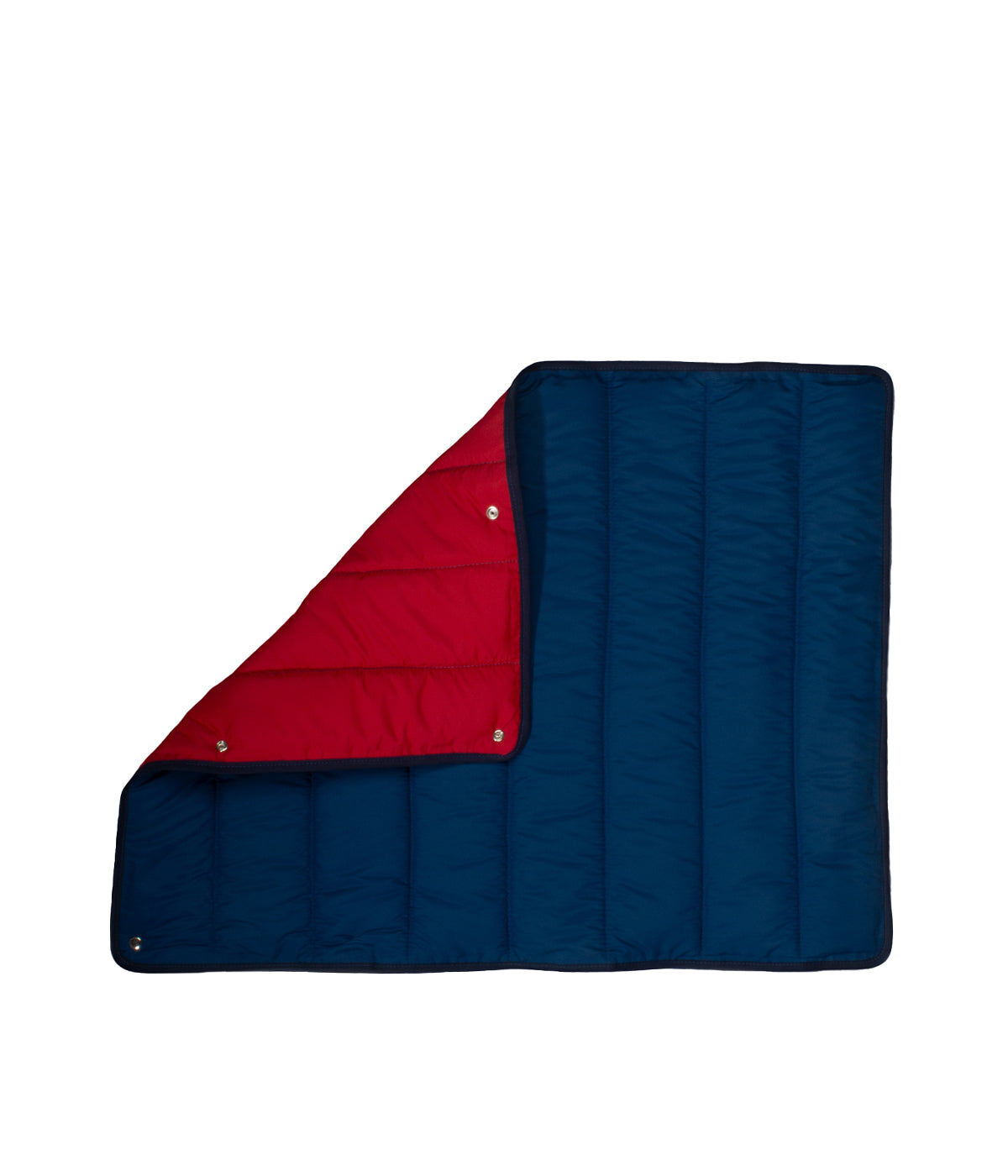 Cama de viaje para perros color azul y rojo