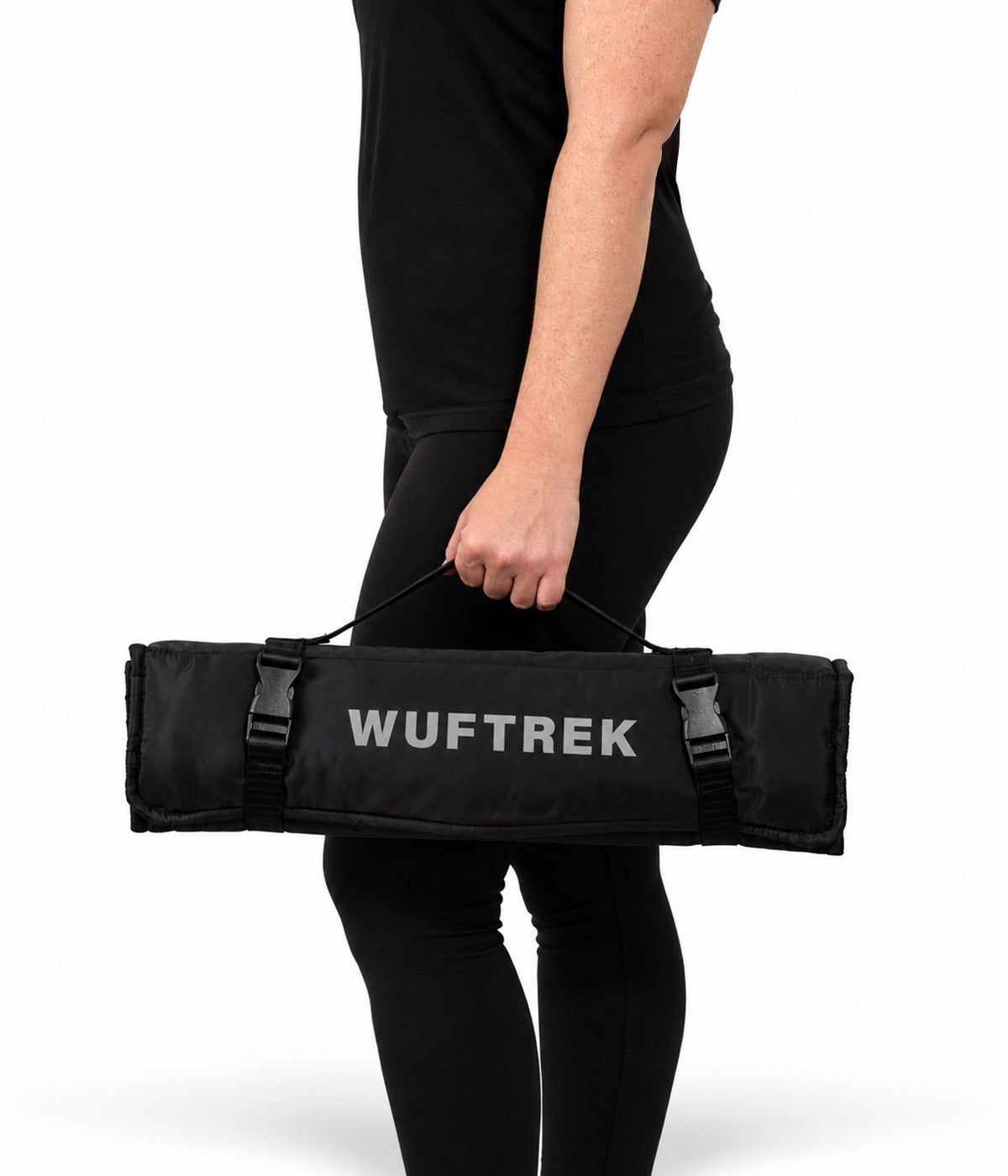 Cama portátil para perros TrekMat Black con sistema de transporte - WUFTREK