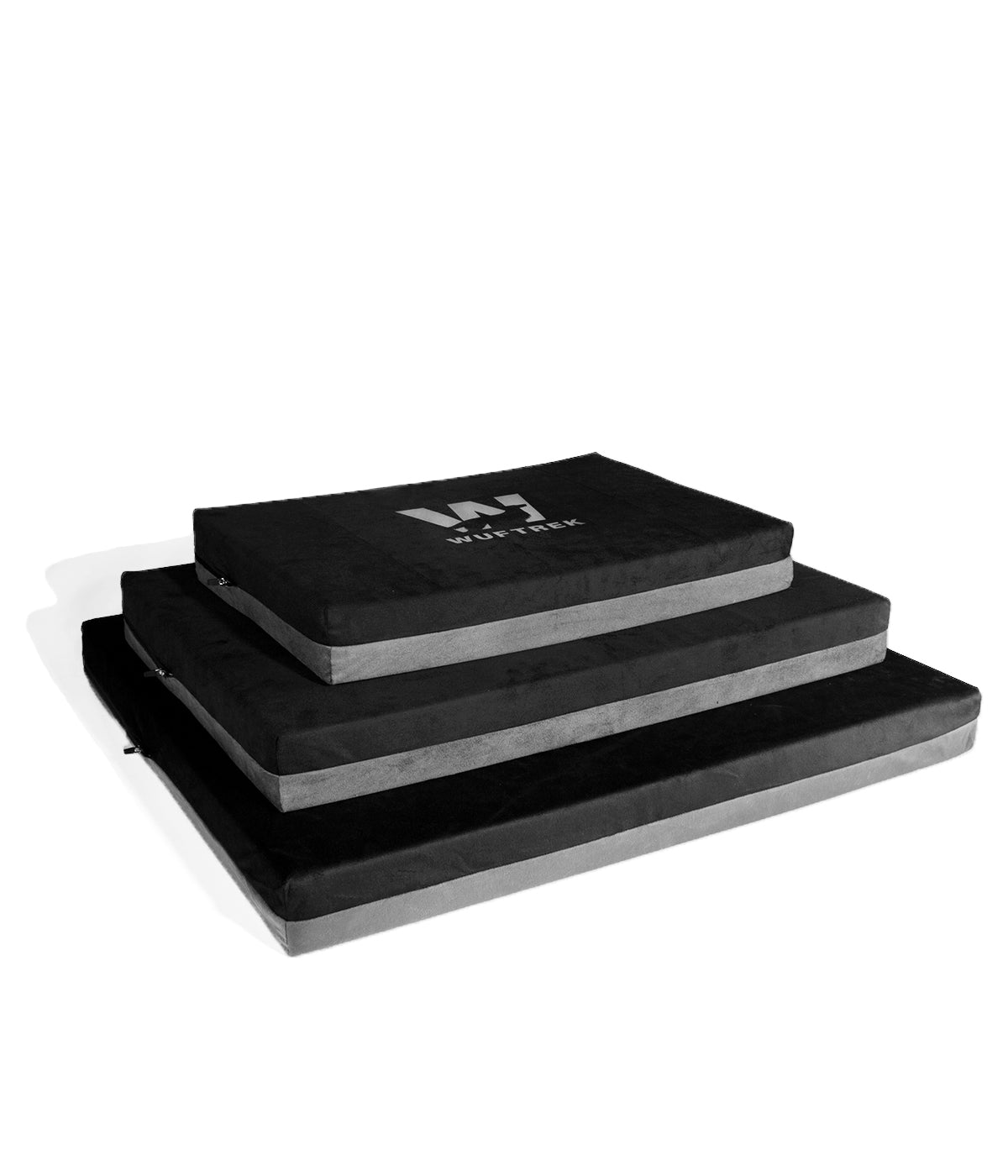 Vista de los tres tamaños de cama para perro