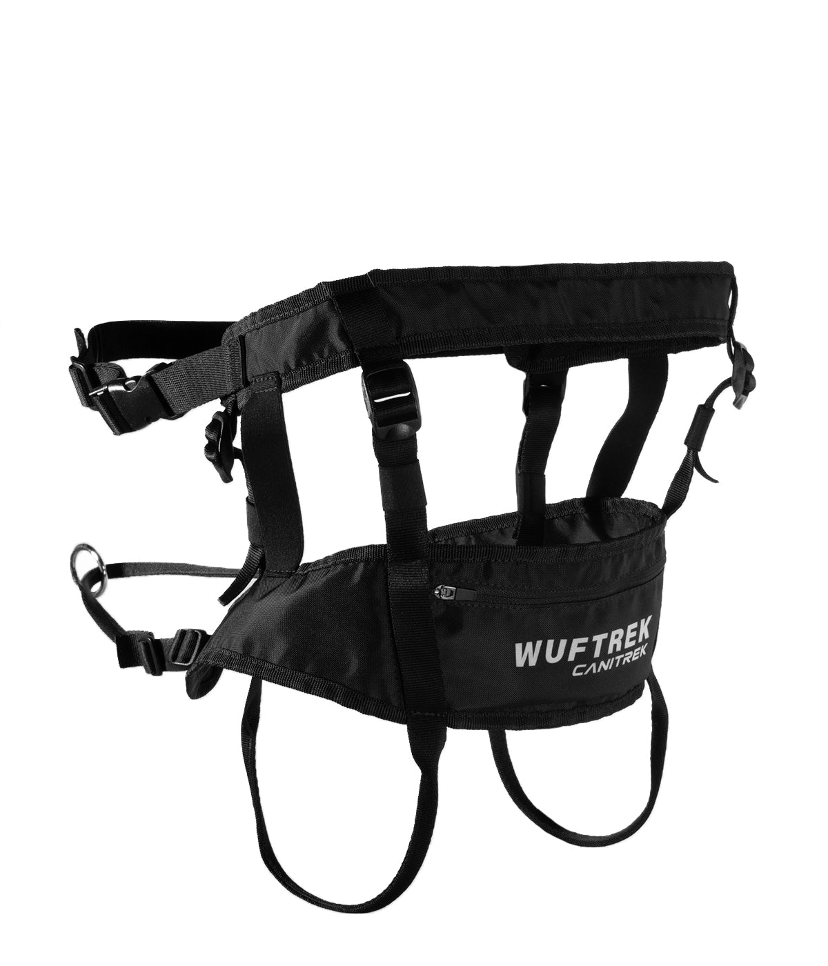 Rear view of a black canicross running belt