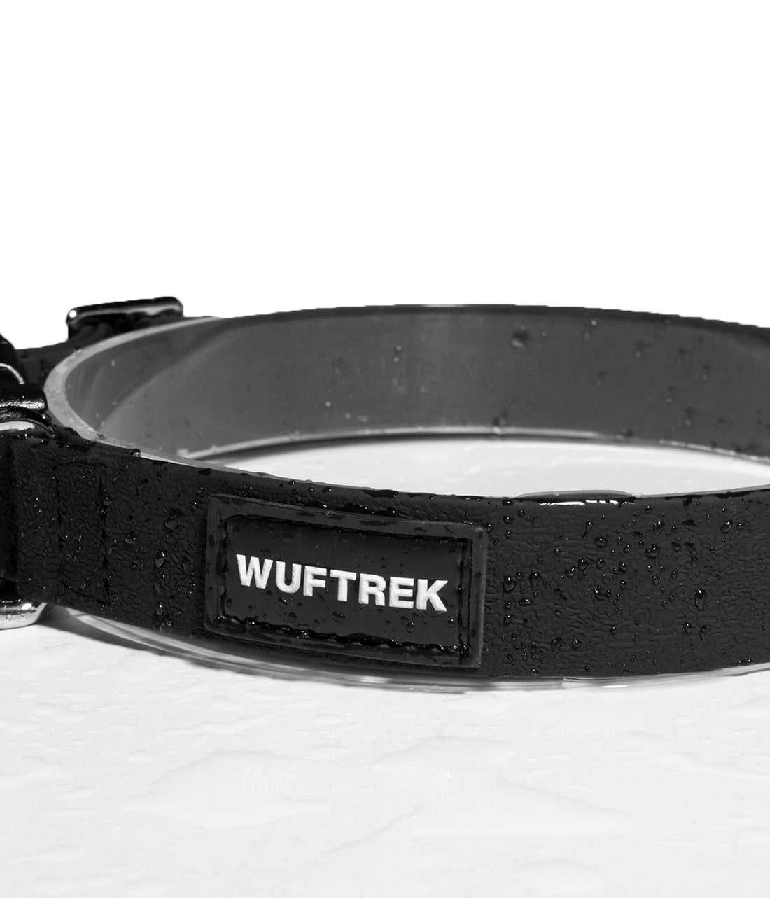 Detalle collar para perros de biothane color negro