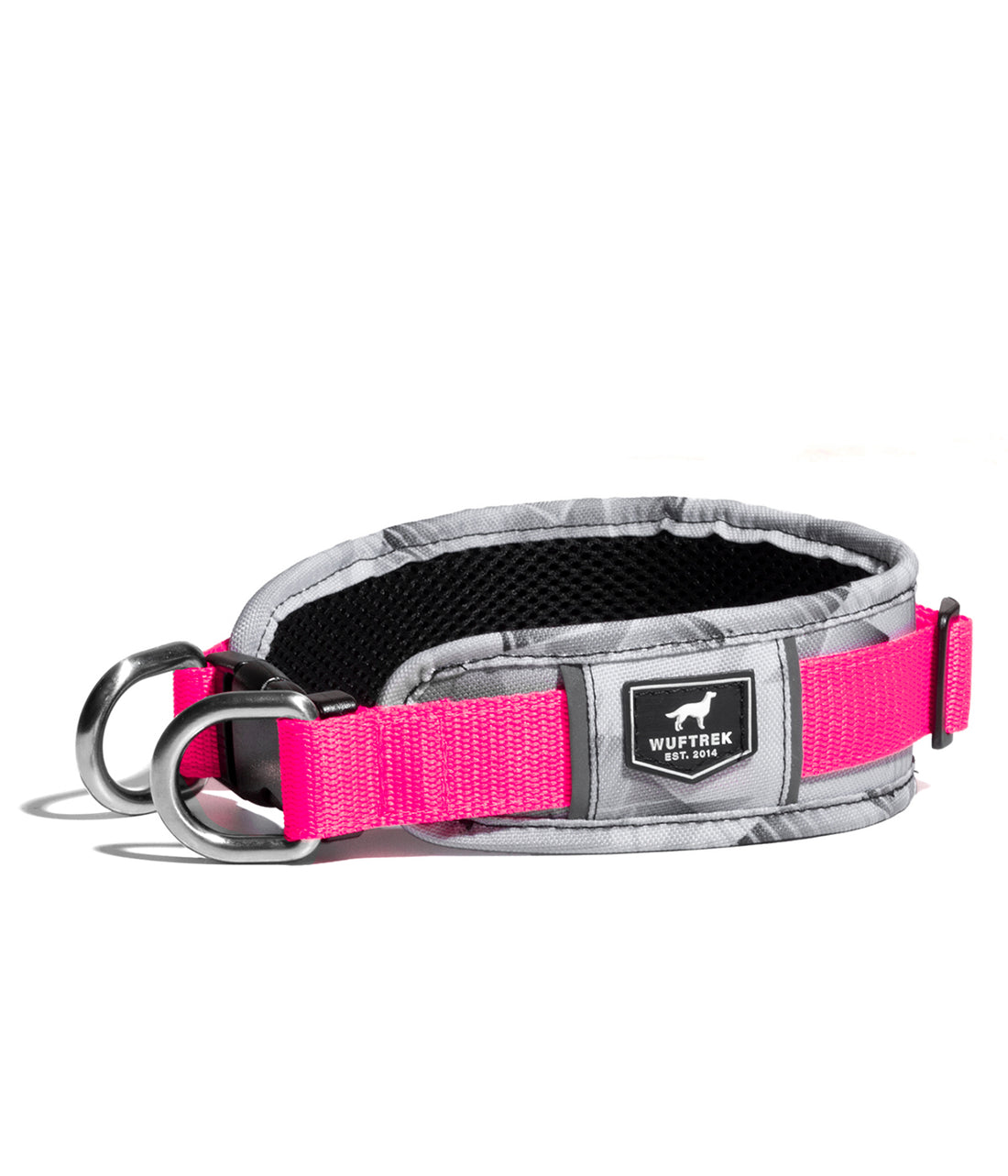 Collar para perros con estampado color gris y fucsia