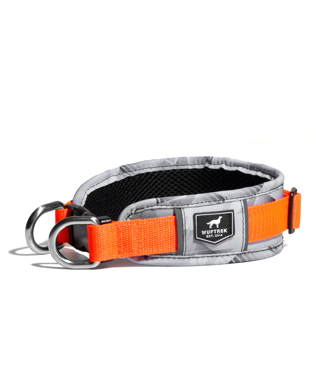 Collar para perros con estampado color gris y naranja