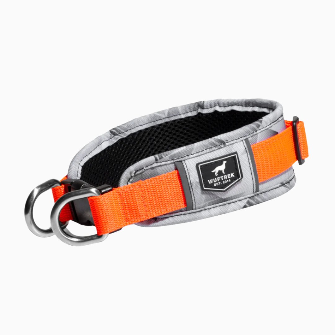 Collar para perros grande color gris y naranja