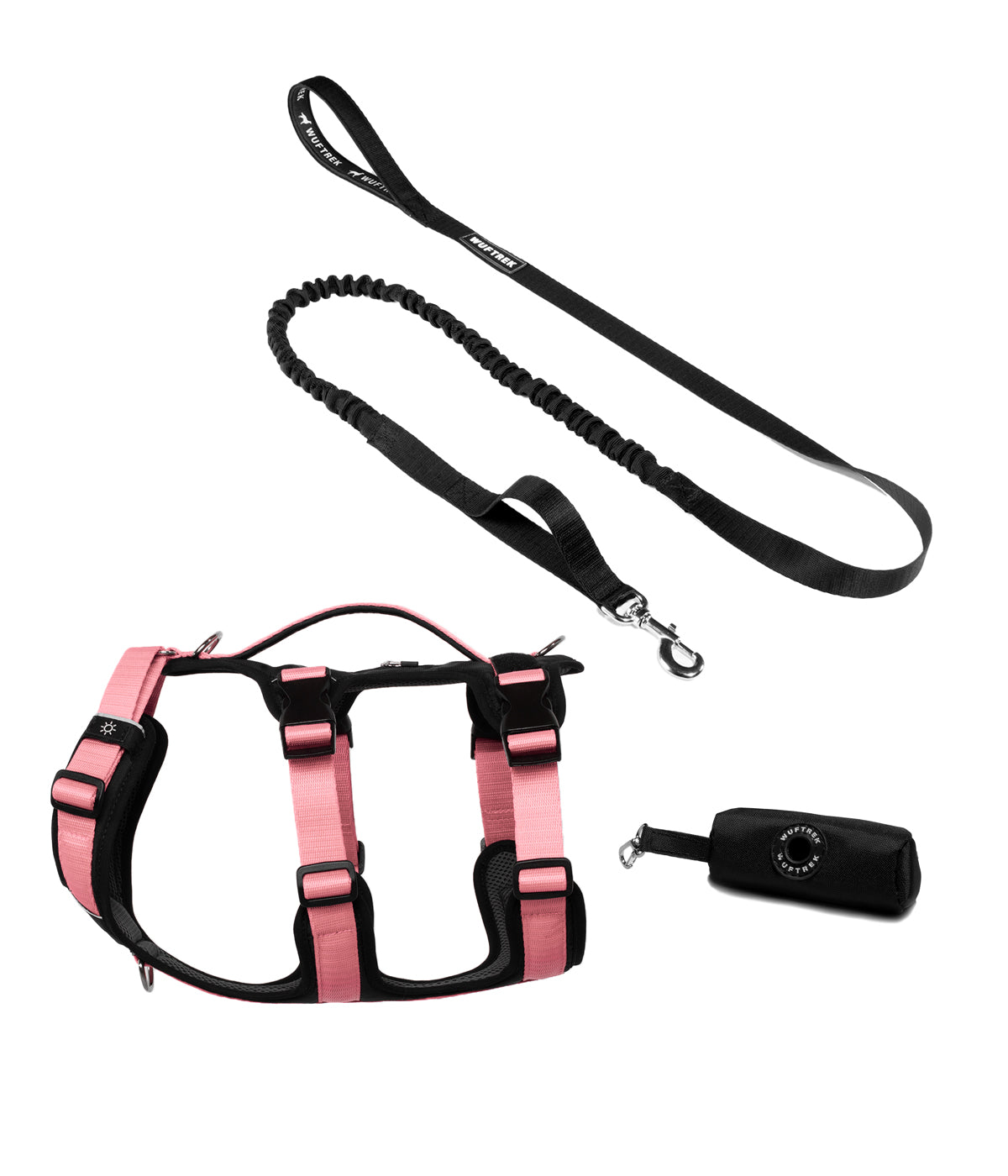 TrekFit Y-3 Rose harness, TrekShock leash and TrekBag waste bag holder combo