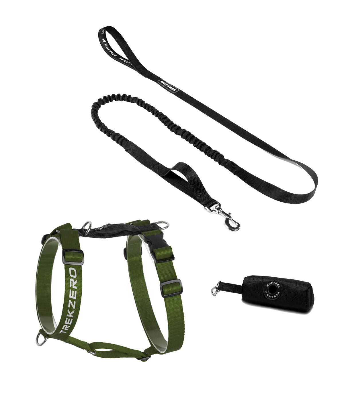 TrekZero H-Series Ranger harness, TrekShock leash and TrekBag waste bag holder combo