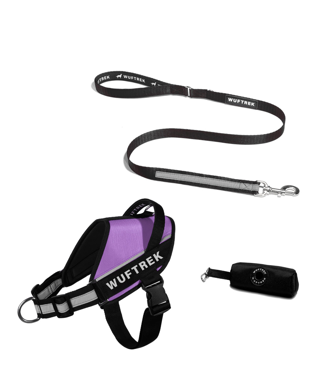 Combo de arnes para perros UrbanTrek con correa color lila