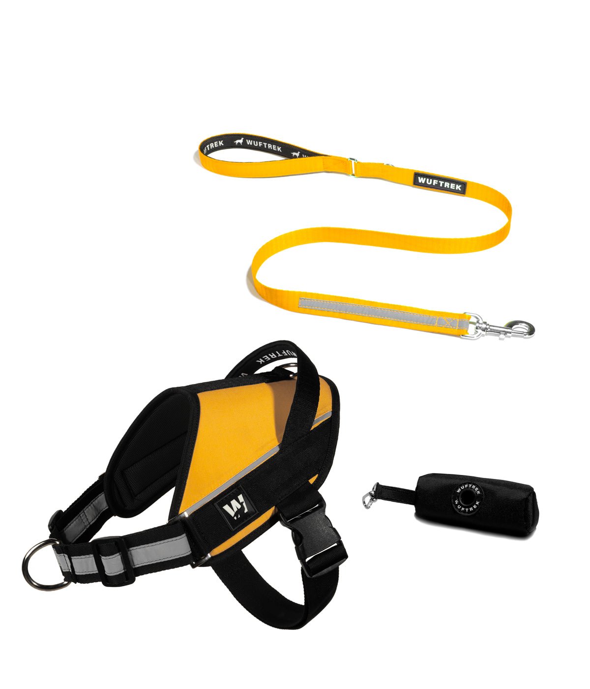 Combo del arnés para perros UrbanTrek y correa para perros TrekPro color amarillo