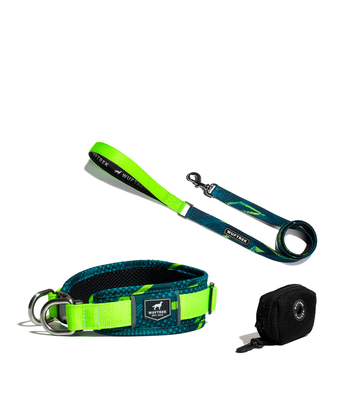 Combo de collar perro, correa y estuche color negro